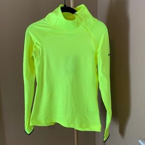 Nike Pro Dri-FIT Mock Neck Long Sleeve Top Bright Yellow Small NWT